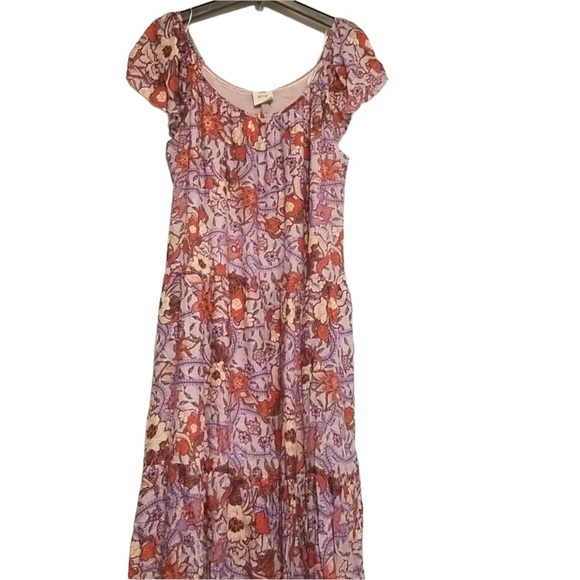 Like New Knox Rose Pink & Red ruffle boho flutter sleeve maxi … - Picture 3 of 5